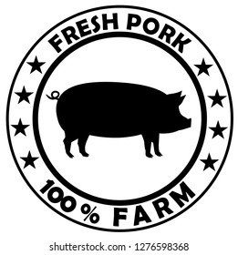 Pork stamp or label text Fresh Pork Farm vector eps 10