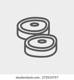 Pork steak  icon thin line for web and mobile, modern minimalistic flat design. Vector dark grey icon on light grey background.