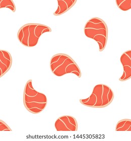 Pork steak seamless pattern. Used for design surfaces, fabrics, textiles, packaging paper