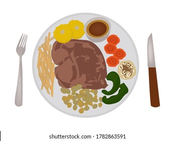 Pork steak with side dishes