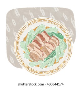 Pork stew with vegetables,food illustration