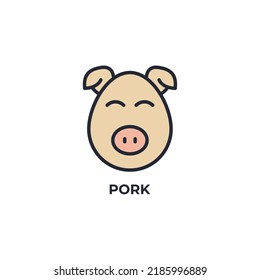pork vector icon. Colorful flat design vector illustration. Vector graphics