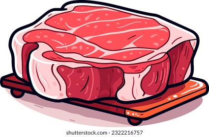 pork in vector , isolated on white