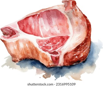 Pork watercolor illustration. Hand drawn underwater element design. Artistic vector marine design element. Illustration for greeting cards, printing and other design projects.