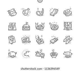 Pork Well-crafted Pixel Perfect Vector Thin Line Icons 30 2x Grid for Web Graphics and Apps. Simple Minimal Pictogram