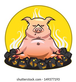 The pork - yoga on a hot coals