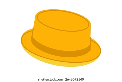 Porkpie Hat with band. Head Fashion accessory cap with narrow brim clothing technical illustration. Vector headgear for Men, women, unisex style, flat template CAD mockup sketch outline isolated