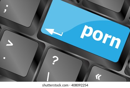 Porn button on keyboard - social concept. Keyboard keys icon button vector
