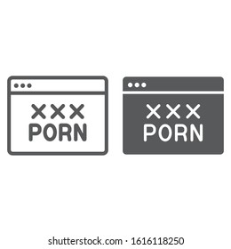 Porn line and glyph icon, sex and adult, browser sign, vector graphics, a l...