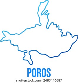 Mapa de gradiente azul lineal simple de la isla de Poros 