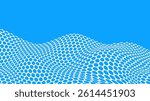 Porous breathable fabric layer background with cells for air circulation. Breathable material for clothing and hygiene products. Baby diaper fabric. Realistic 3D vector on clean blue backdrop
