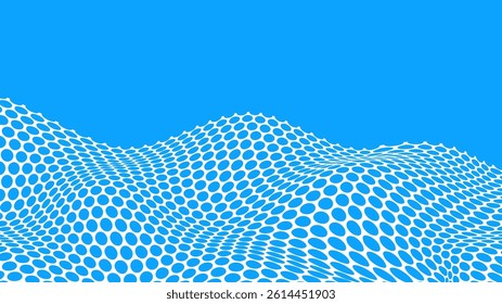 Porous breathable fabric layer background with cells for air circulation. Breathable material for clothing and hygiene products. Baby diaper fabric. Realistic 3D vector on clean blue backdrop