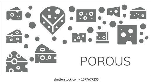 Porous Icon Set. 11 Filled Porous Icons.  Collection Of - Cheese