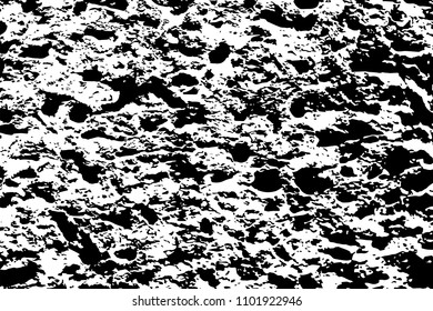 Porous stone grungy vector texture. Black and white splatter for vintage effect. Weathered stone grunge overlay. Grainy stone relief. Aged worn texture. Monochrome grit layer. Obsolete stone surface