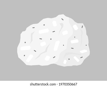 Porphyritic granite specimen vector. Big and small crystals. Intrusive igneous rock.