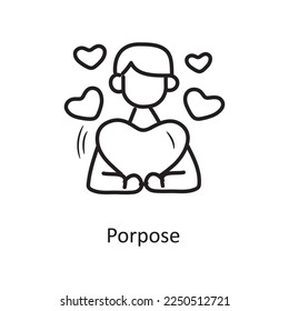 Porpose vector outline hand draw Icon design illustration. Valentine Symbol on White background EPS 10 File