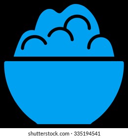 Porriage vector icon. Style is flat symbol, blue color, rounded angles, black background.