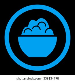 Porriage vector icon. Style is flat rounded symbol, blue color, rounded angles, black background.