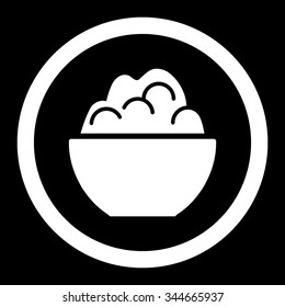Porriage vector icon. Style is flat rounded symbol, white color, rounded angles, black background.