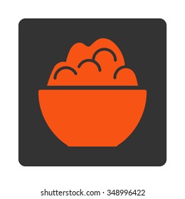 Porriage vector icon. Style is flat rounded square button, orange and gray colors, white background.