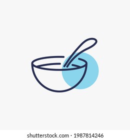 porridge baby cereal vector icon baby food bowl with spoon