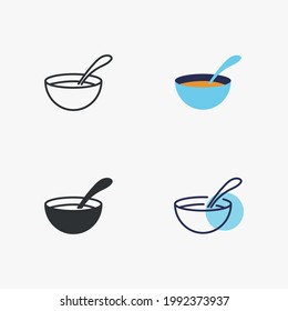 porridge baby cereal vector icon baby food bowl with spoon