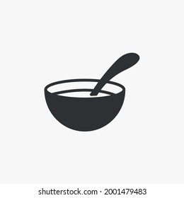 porridge baby cereal vector icon baby food bowl with spoon