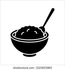 porridge baby cereal vector icon baby food bowl with spoon, vector illustration on white background