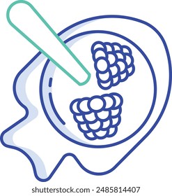porridge with berries outline color vector illustration
