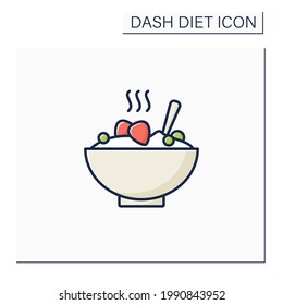 Porridge Bowl Color Icon. Healthy Meal, Diet Food. Grain With Fruits For Breakfast. High Health Care Level. Dash Diet Concept. Isolated Vector Illustration