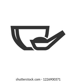 Porridge bowl icon in thick outline style. Black and white monochrome vector illustration.