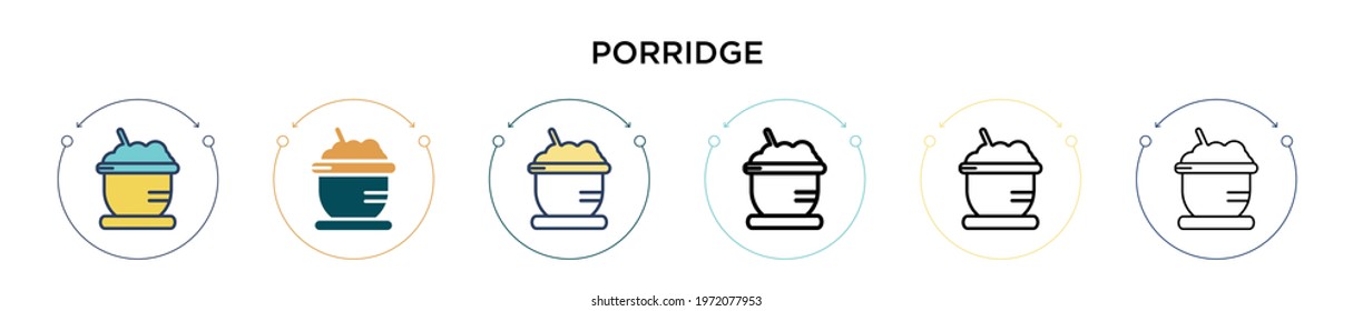Porridge icon in filled, thin line, outline and stroke style. Vector illustration of two colored and black porridge vector icons designs can be used for mobile, ui, web