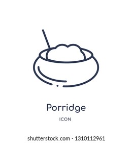 porridge icon from thanksgiving outline collection. Thin line porridge icon isolated on white background.