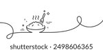 Porridge line icon. Continuous one line with curl. Bowl of rice or oats sign. Millet food symbol. Porridge single outline ribbon. Loop curve pattern. Vector