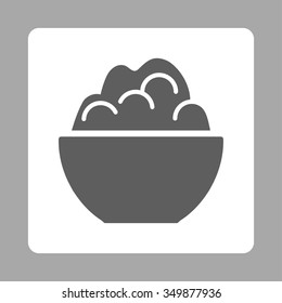 Porridge vector icon. Style is flat rounded square button, dark gray and white colors, silver background.
