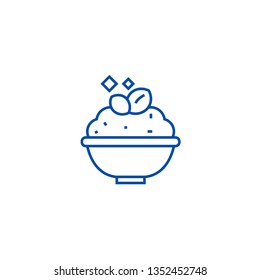 Porridge,cereal bowl line icon concept. Porridge,cereal bowl flat  vector symbol, sign, outline illustration.