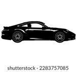 Porsche 911, sketched in black