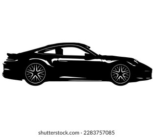 Porsche 911, sketched in black