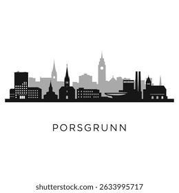 Porsgrunn Norway Skyline Silhouette City Minimalist