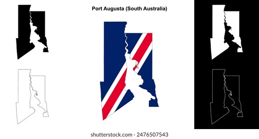 Port Augusta (South Australia) outline map set