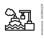 Port Authority Line Vector Illustration On White Background.