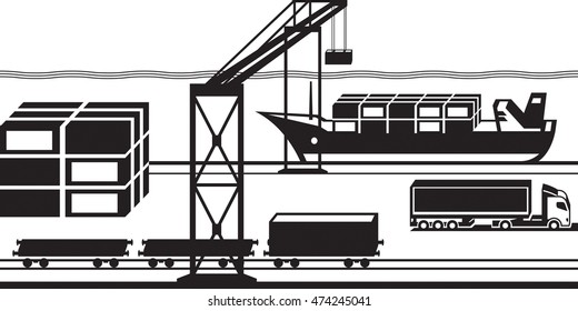 Port cargo terminal - vector illustration