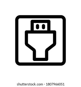 Port (Computer And Hardware) icon outline vector. isolated on white background