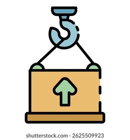 Port container crane icon. Outline port container crane vector icon color flat isolated