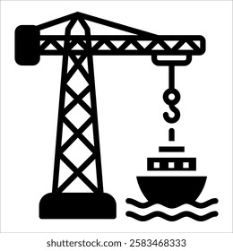 Port Crane Icon Element For Design