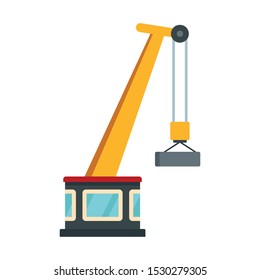 Port crane icon. Flat illustration of port crane vector icon for web design