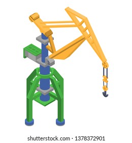 Port crane icon. Isometric of port crane vector icon for web design isolated on white background