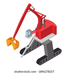 Port crane icon. Isometric of port crane vector icon for web design isolated on white background