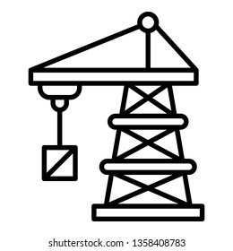 Port crane icon. Outline port crane vector icon for web design isolated on white background
