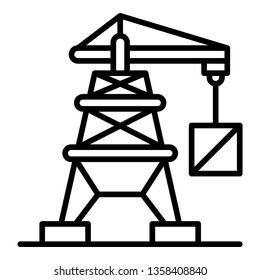 Port crane icon. Outline port crane vector icon for web design isolated on white background